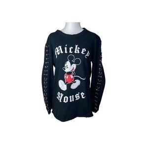 Disney Mickey Mouse Graphic Sweatshirt Womens Medium Black Long Sleeve Crewneck